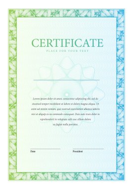 Sertifika. Şablon diploma, para birimi.