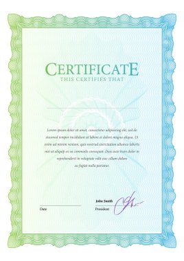 Sertifika. Şablon diploma, para birimi.