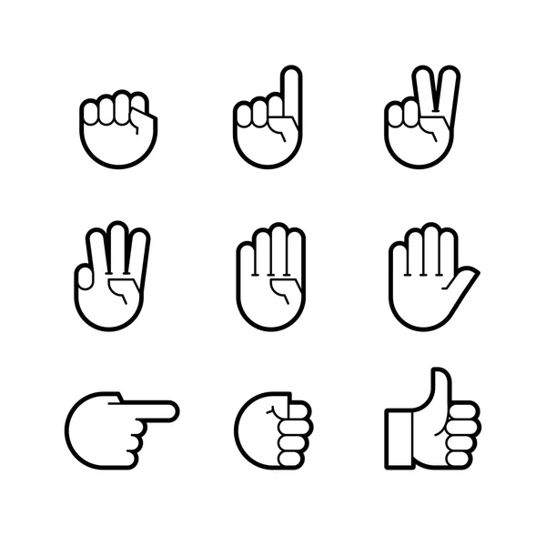 Hand gestures. line icons set. — Stock Vector