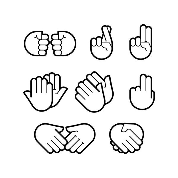 Hand gestures. line icons set. — Stock Vector