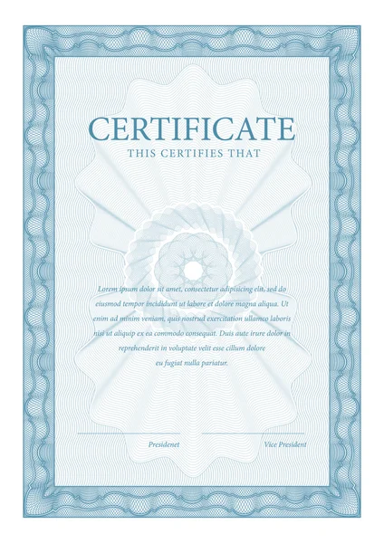 Certificaat. Sjabloon diploma's, valuta. — Stockvector