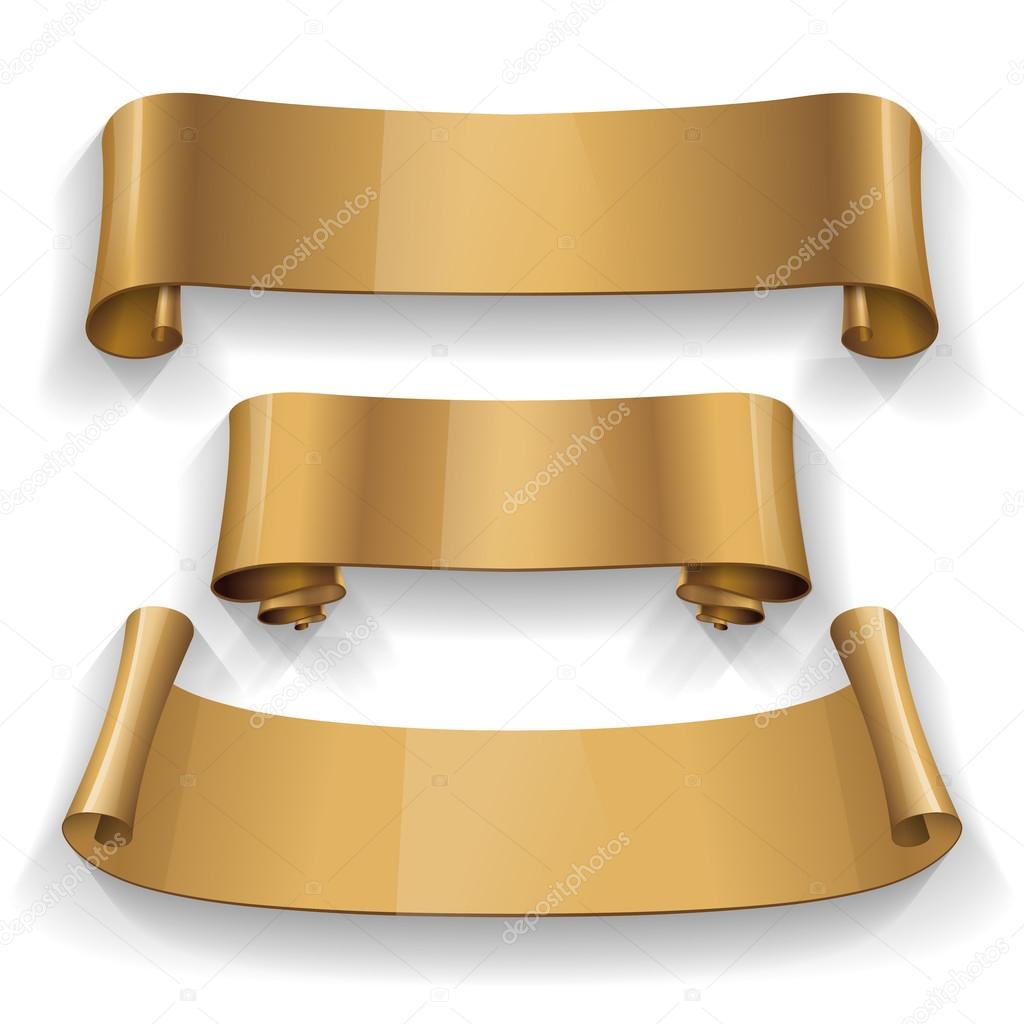 Gold Glossy vector ribbon