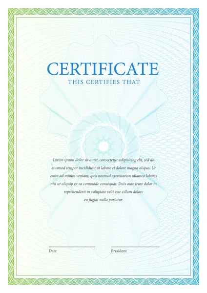 Certificaat. Sjabloon diploma's, valuta. — Stockvector