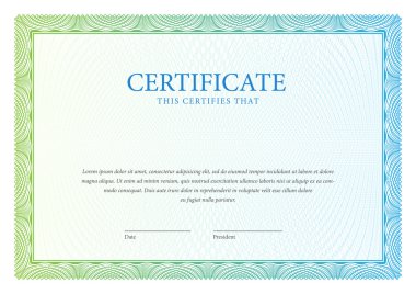 Sertifika. Şablon diploma, para birimi. Vektör