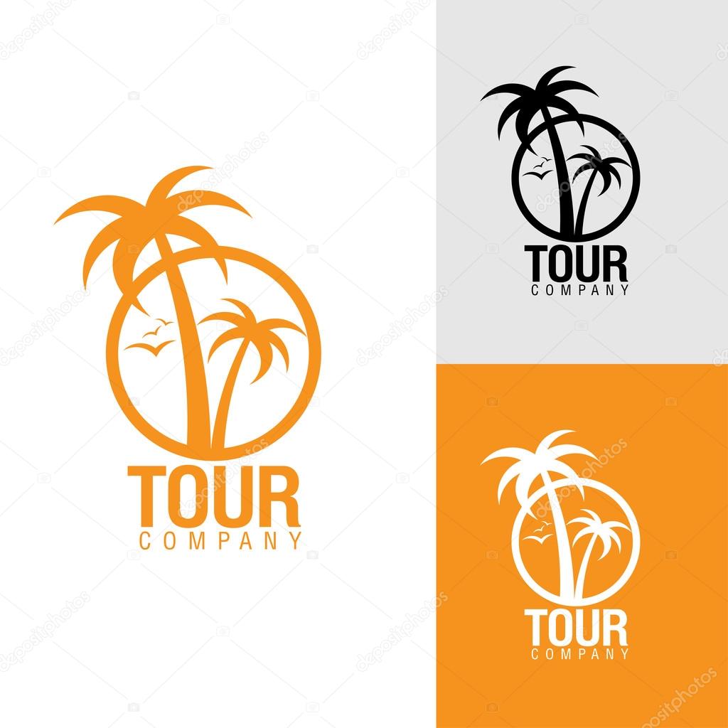 Palm trees silhouette emblems. logo travel company, travel agency. Vector illustration. icon sign. design element
