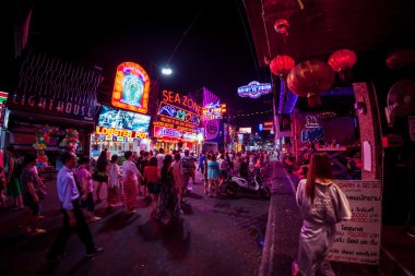 Pattaya, Tayland - 15 Nisan 2016: Renkli gece wal içinde ışık