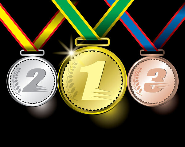 Awards as medals - gold, silver and bronze concept vector
