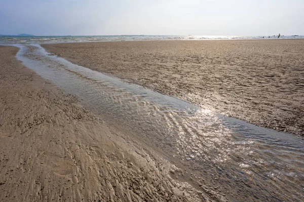 Playa Bangsaen Por Noche Muy Pocas Personas Debido Situación Covid — Foto de Stock