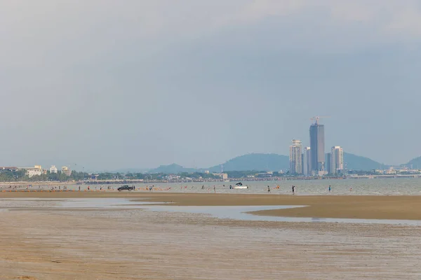 Playa Bangsaen Por Noche Muy Pocas Personas Debido Situación Covid —  Fotos de Stock