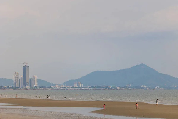 Playa Bangsaen Por Noche Muy Pocas Personas Debido Situación Covid —  Fotos de Stock