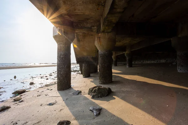 Gångvägen Bangsaen Beach Kvällen Mycket Människor Grund Situationen Covid — Stockfoto