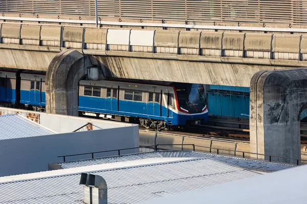 Bangkok Tailândia Dezembro 2020 Bts Sky Train Run Para Estação — Fotografia de Stock