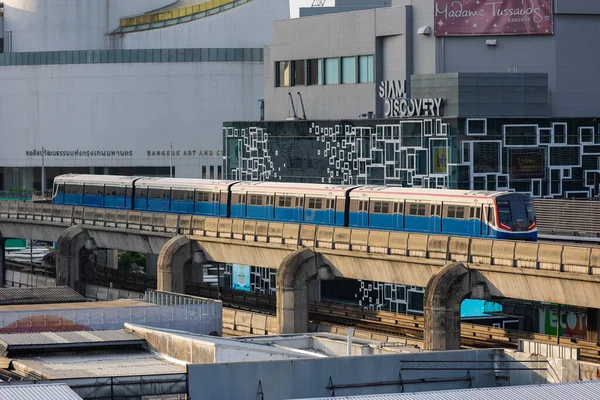 Bangkok Tailândia Dezembro 2020 Bts Sky Train Run Para Estação — Fotografia de Stock