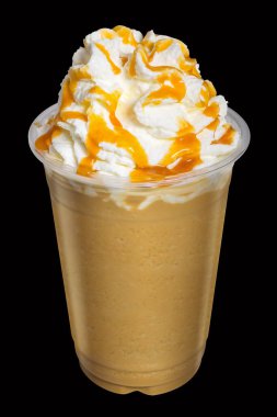 Kapuçino ya da sütlü kahve Smoothie kremalı ve karamelli..