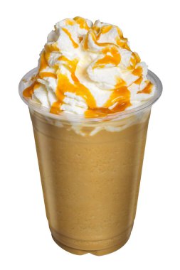 Kapuçino ya da sütlü kahve Smoothie kremalı ve karamelli..