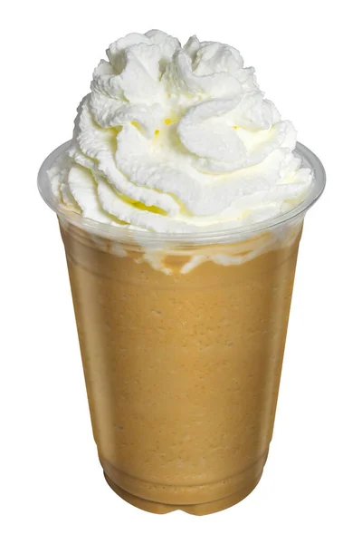 Cappuccino Nebo Latte Káva Koktejly Šlehačkou Topping Horní Izolované — Stock fotografie
