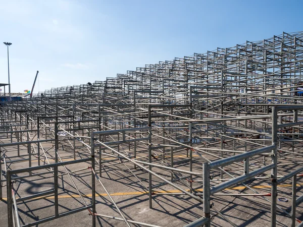 Temporary grandstand seats under construction — Stock Photo, Image