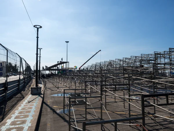 Temporary grandstand seats under construction — Stock Photo, Image