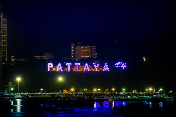 Colorful of Pattaya city alphabet in the night — Stock Photo, Image