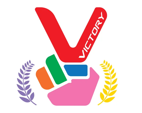 V Hand Embleme Siegessymbol. Vorlage für Logos Vektor. — Stockvektor