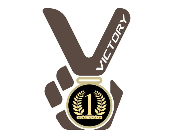 V símbolo de vitória emblemas mão. Modelo para o vetor logos . — Vetor de Stock