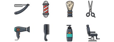 Profesyonel Berber Dükkanı ve Salon Ekipmanı Simgesi Ayarları