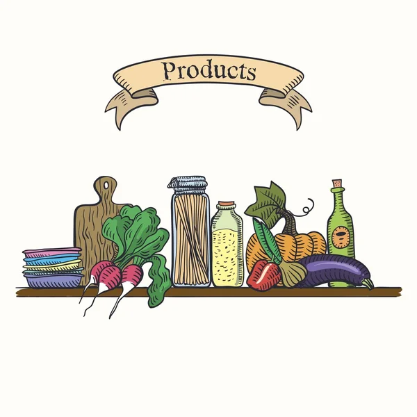 Produits sur l'étagère — Image vectorielle