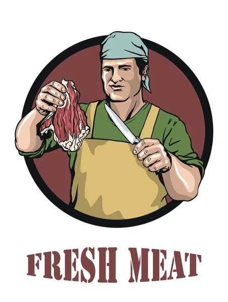 Butcher offers fresh meat — Stock Vector