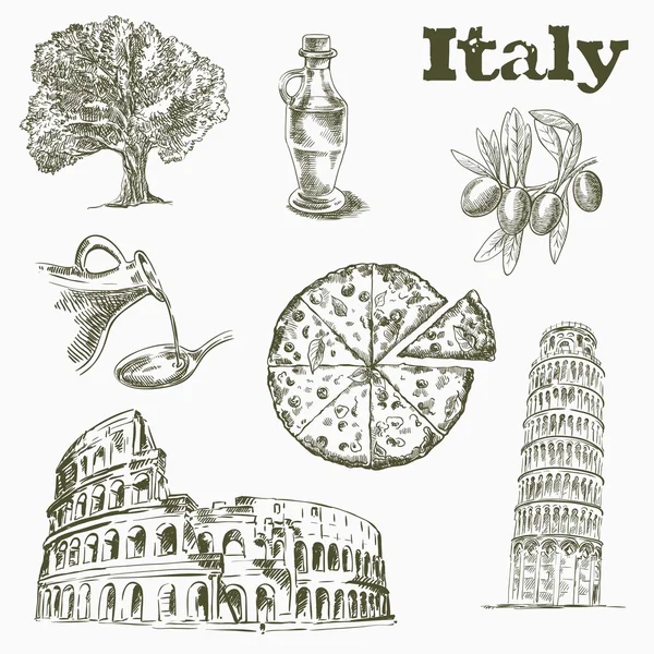 景点和在意大利文化中 — 图库矢量图片