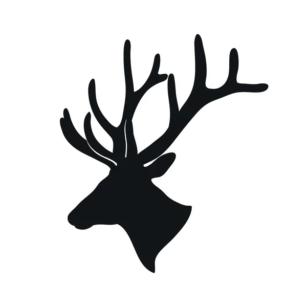 Black deer antlered — Stock Vector