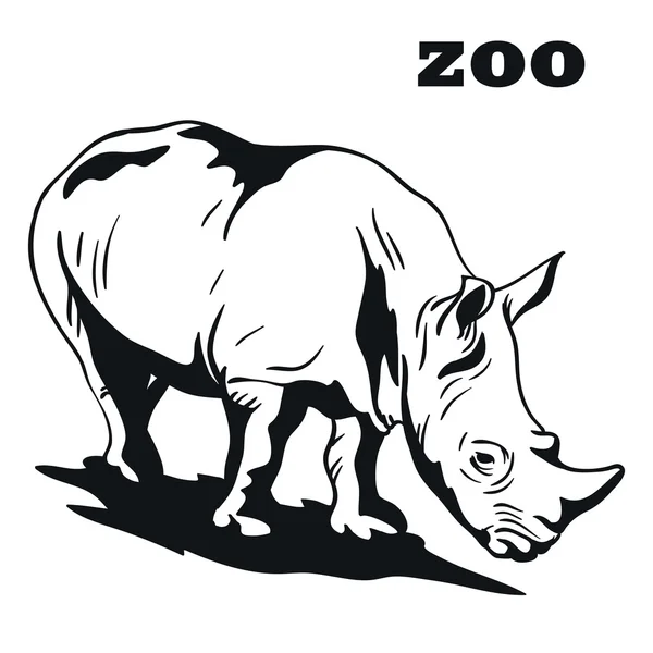 Zwarte neushoorn mascotte — Stockvector