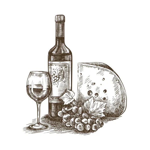Wein und Snacks — Stockvektor