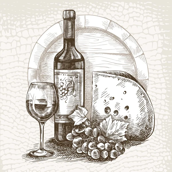 Vino y aperitivos — Vector de stock