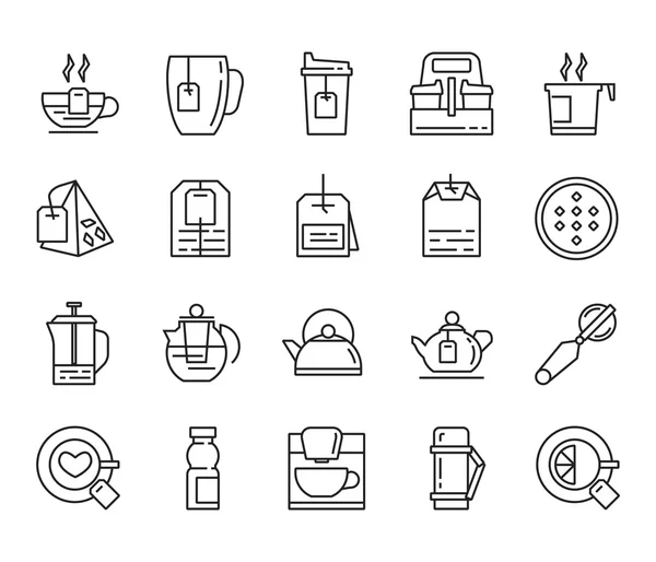Чайные плоские иконы — стоковый вектор