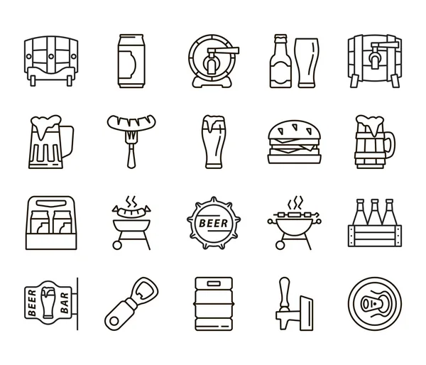 Cerveza fresca y aperitivos — Vector de stock