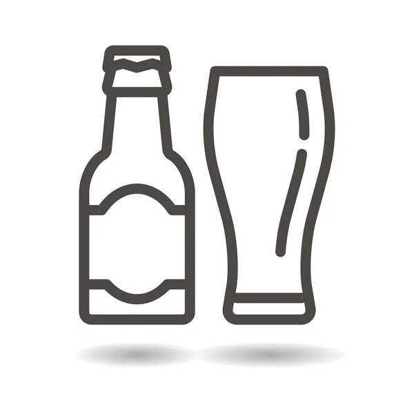 Bouteille de bière et verre — Image vectorielle