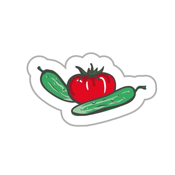 Pepinos y tomates. ilustración de color sobre un fondo blanco — Vector de stock