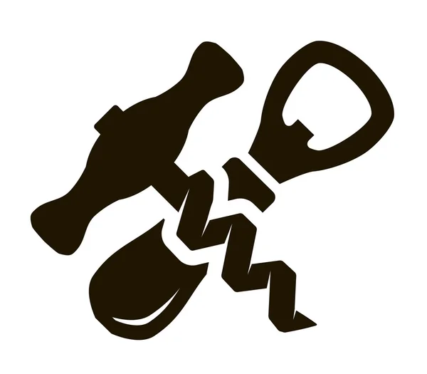 Icono negro simple de abrebotellas y sacacorchos — Archivo Imágenes Vectoriales