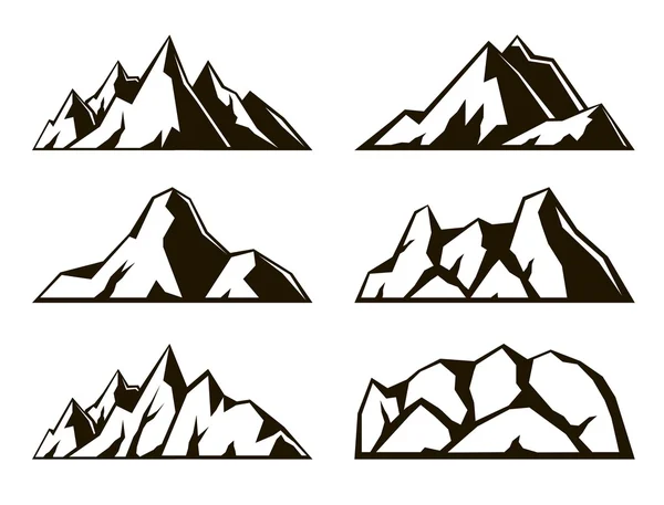 Bergen. set van zes zwarte pictogrammen — Stockvector