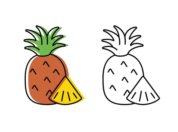 Frutas naturales cultivadas en una granja. productos ecológicos. vector de iconos de piña en estilo plano — Vector de stock