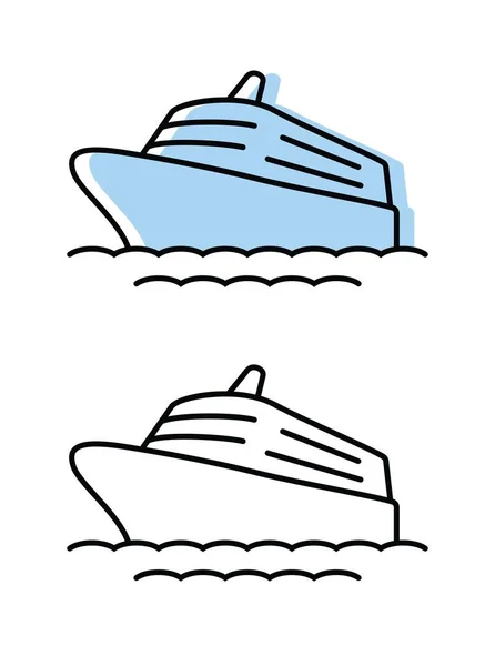 Zeeschip. attributen van een goede reis. vectoriconen in platte stijl — Stockvector