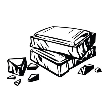 Beyaz arka planda izole edilmiş doğal siyah çikolata parçaları. Şekerlemeler için malzemeler