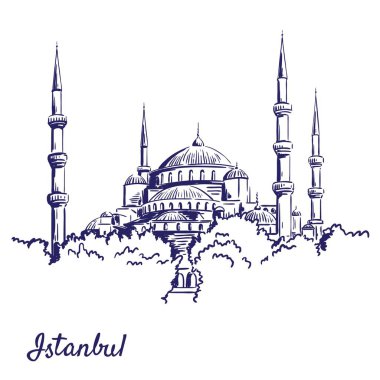 İstanbul manzarası. Aziz Sophie Katedrali. Mavi Cami