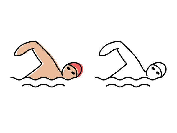 Simma. simmare simmar bröstsim. vektor ikoner i platt stil — Stock vektor