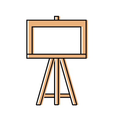 Şövale. Resim ve çizim için aletler. Düz biçimli vektör simgesi