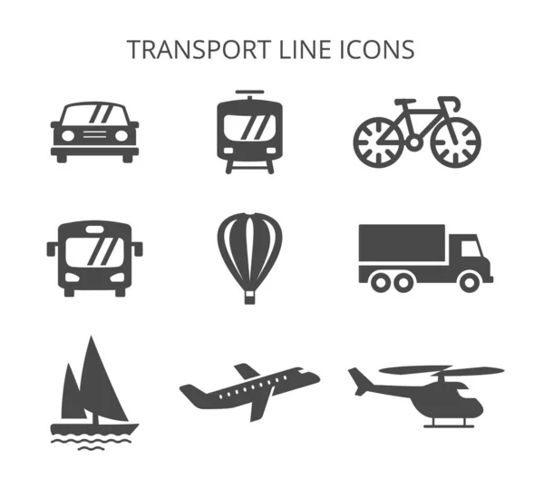 Наземний, водний та повітряний транспорт. набір векторних іконок у плоскому стилі — стоковий вектор