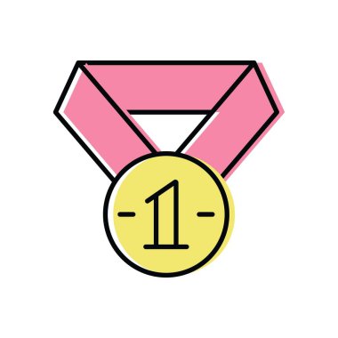 Birincilik madalyası. Bilim ve eğitim. düz biçimli renk vektör simgesi