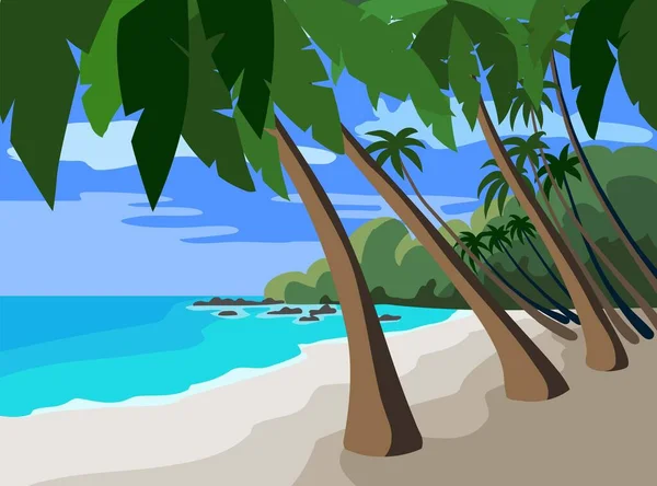 斯里兰卡海滩。在海边休息。彩色矢量插图 — 图库矢量图片
