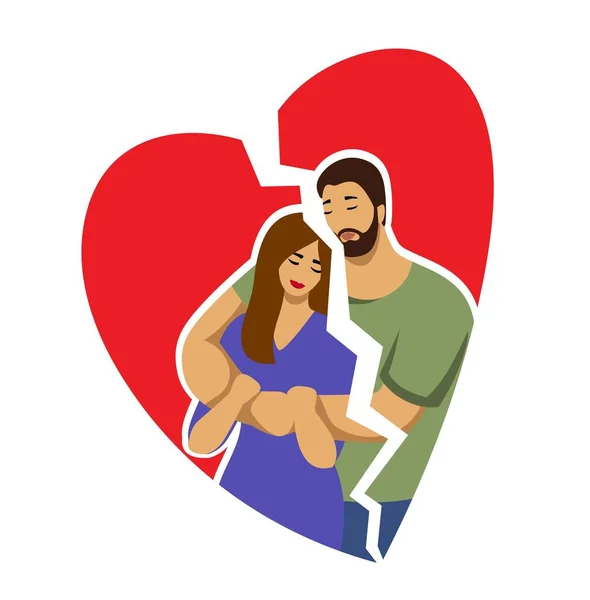 Breuk in relaties. gebroken hart. vectorillustratie in platte stijl — Stockvector