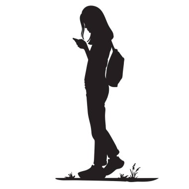 Telefonu olan genç bir kızın silueti.